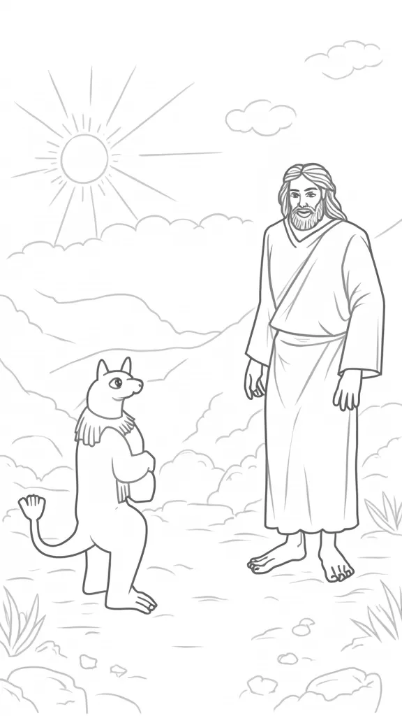 coloriage de tentation de Jésus